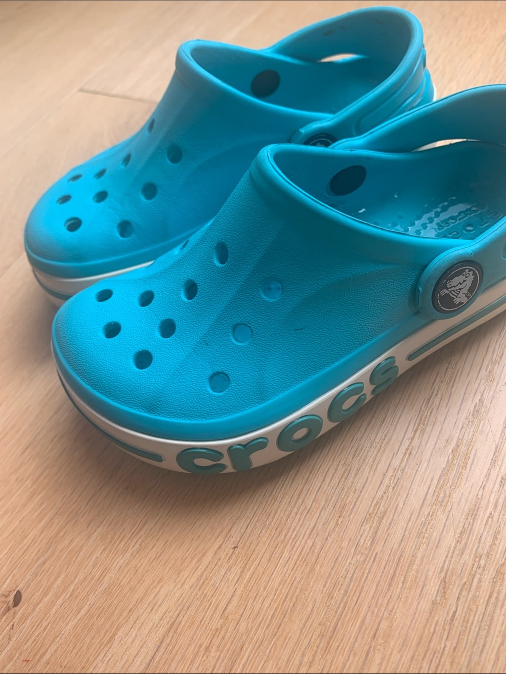 CROCS Kids' Clog in Bright Teal with White Trim